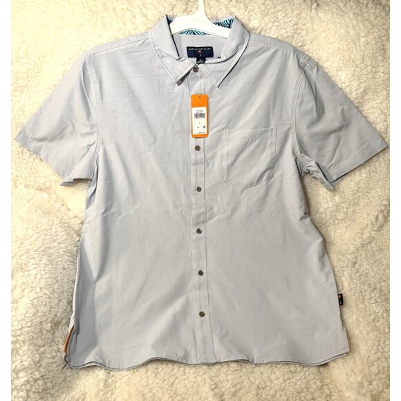 Margaritaville Casual Button Down Collard Men's Shirt Grey Dawn Beach Size L - Picture 2 of 4